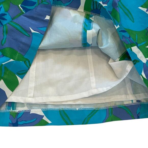 Talbots Cotton Blue Green Tropical Floral Sleeveless Halter Summer Dress, Sz 12 - Picture 8 of 13